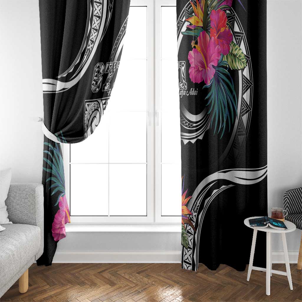 Hafa Adai Guam Window Curtain Polynesian Tattoo Tropical Flowers LT05 - Polynesian Pride