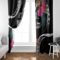 Hafa Adai Guam Window Curtain Polynesian Tattoo Tropical Flowers LT05 - Polynesian Pride