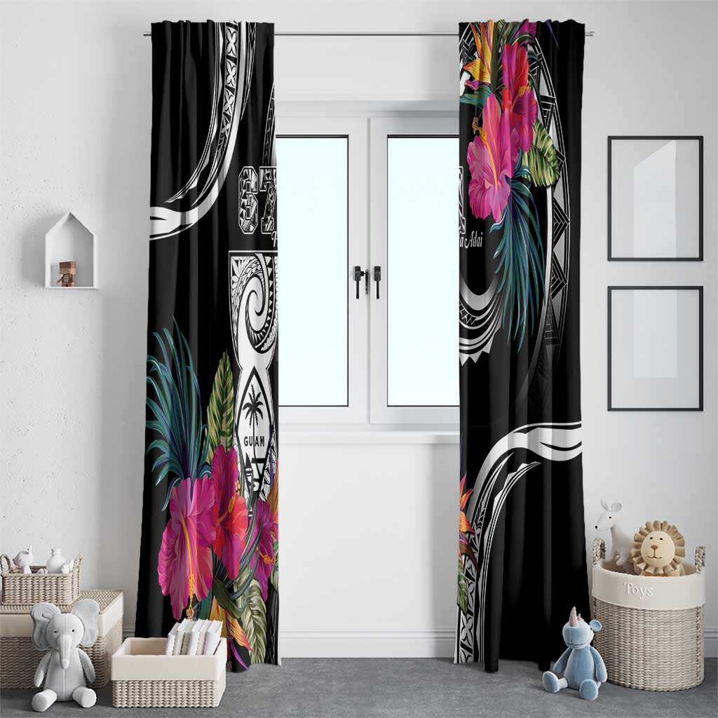 Hafa Adai Guam Window Curtain Polynesian Tattoo Tropical Flowers LT05 - Polynesian Pride