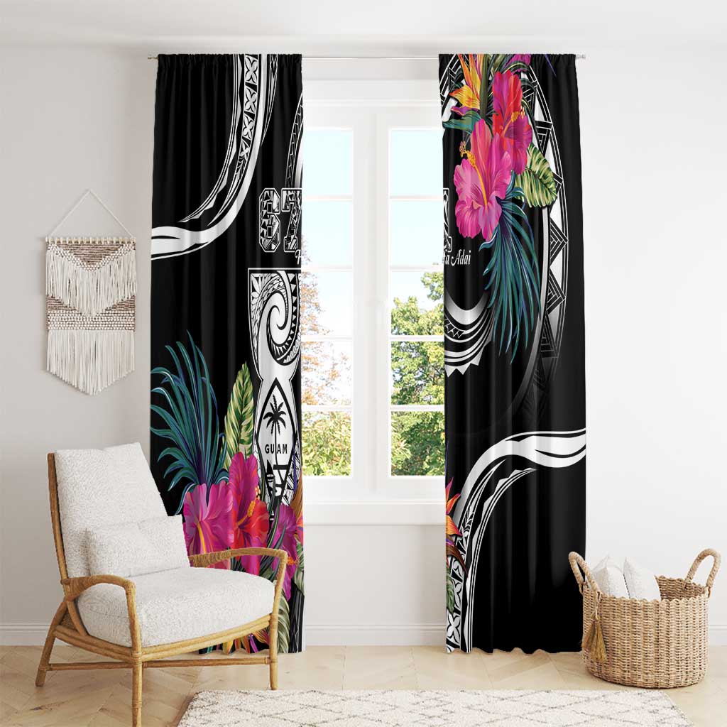 Hafa Adai Guam Window Curtain Polynesian Tattoo Tropical Flowers LT05 - Polynesian Pride
