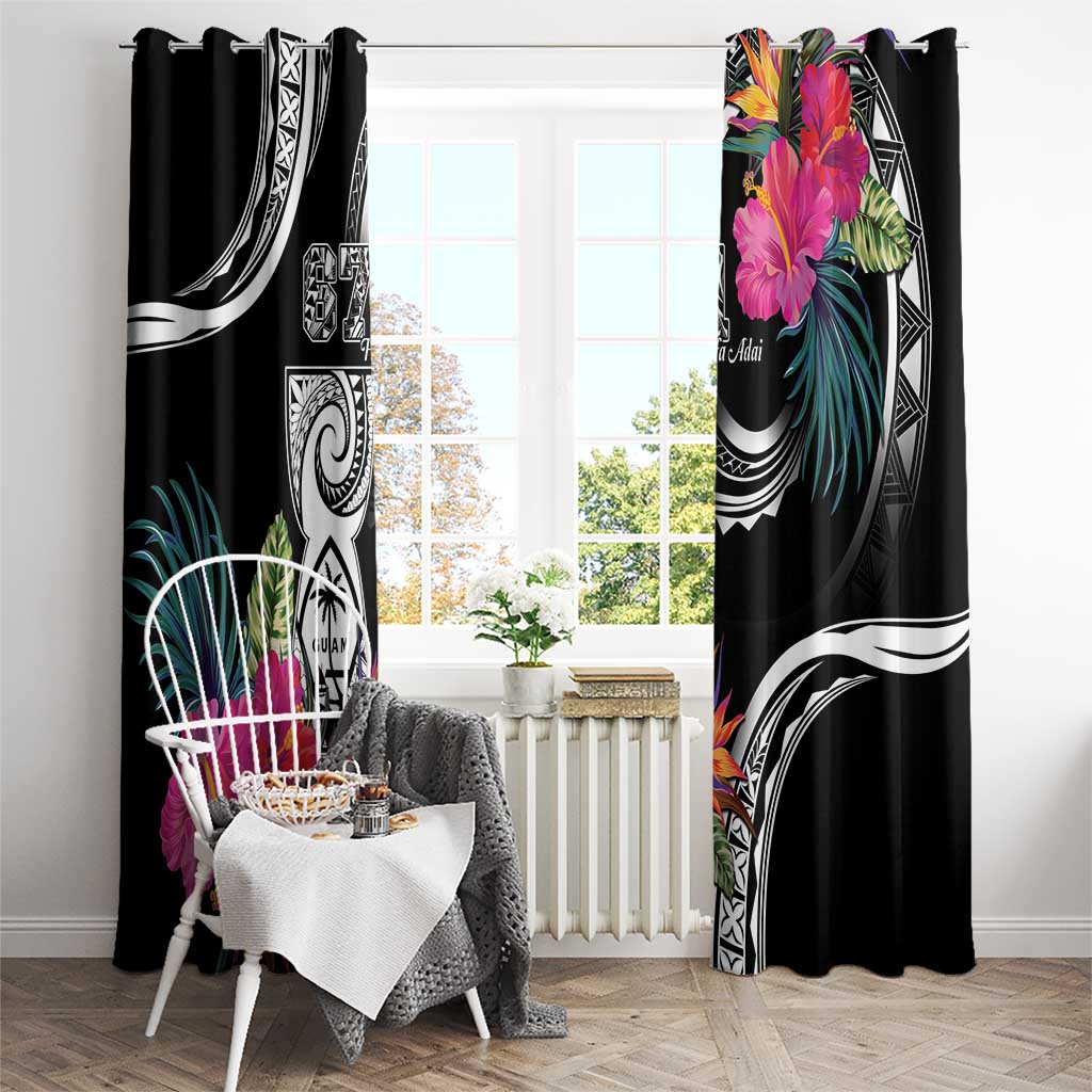 Hafa Adai Guam Window Curtain Polynesian Tattoo Tropical Flowers LT05 - Polynesian Pride