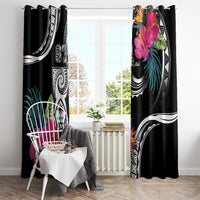 Hafa Adai Guam Window Curtain Polynesian Tattoo Tropical Flowers LT05 - Polynesian Pride