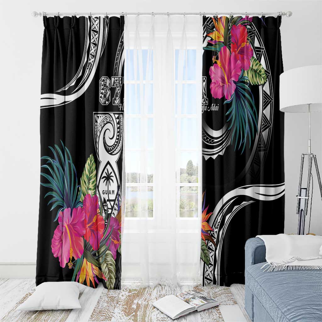 Hafa Adai Guam Window Curtain Polynesian Tattoo Tropical Flowers LT05 - Polynesian Pride