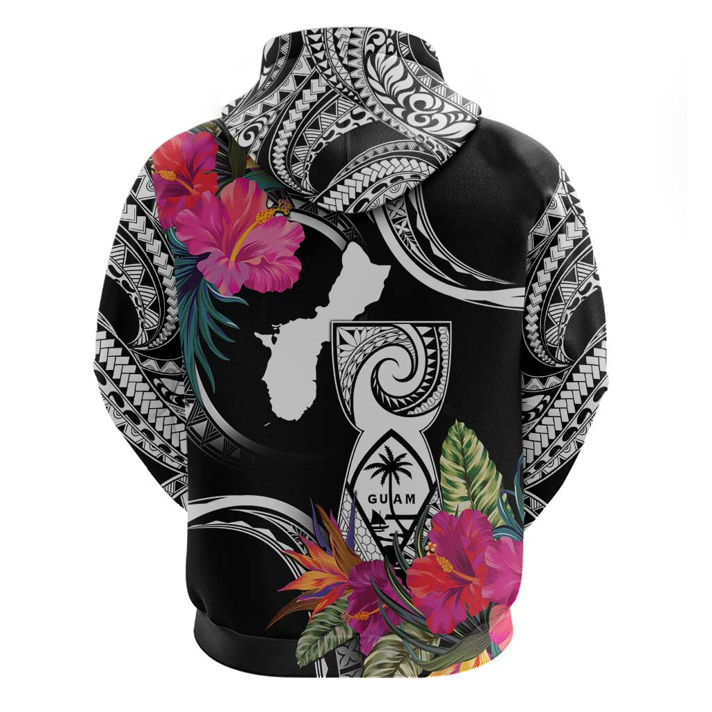 Hafa Adai Guam Zip Hoodie Polynesian Tattoo Tropical Flowers LT05 - Polynesian Pride