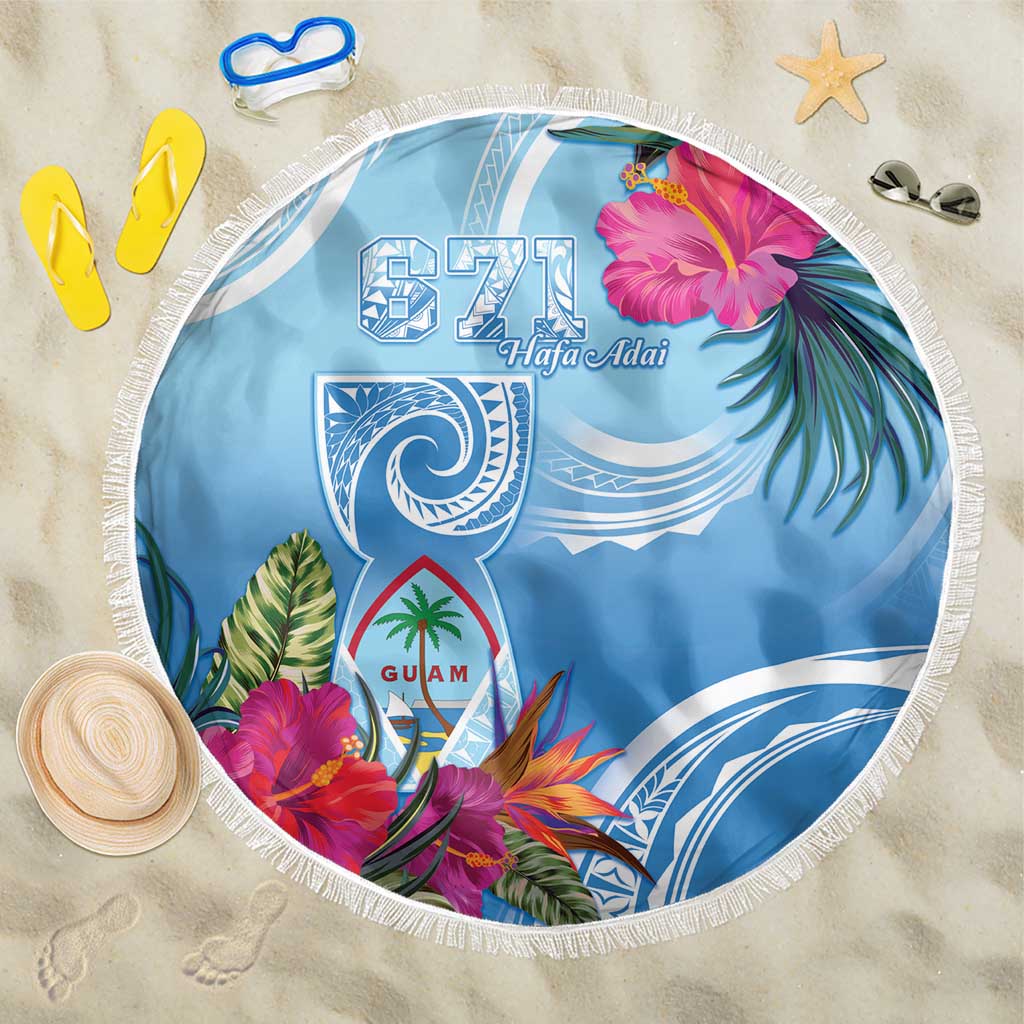 Hafa Adai Guam Beach Blanket Tropical Flowers Blue Gradient LT05 One Size 150cm Blue - Polynesian Pride