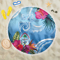 Hafa Adai Guam Beach Blanket Tropical Flowers Blue Gradient LT05 One Size 150cm Blue - Polynesian Pride