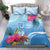 Hafa Adai Guam Bedding Set Tropical Flowers Blue Gradient