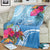 Hafa Adai Guam Blanket Tropical Flowers Blue Gradient