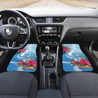 Hafa Adai Guam Car Mats Tropical Flowers Blue Gradient LT05 Set 2pcs - Front Blue - Polynesian Pride