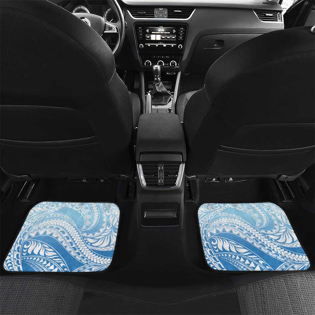 Hafa Adai Guam Car Mats Tropical Flowers Blue Gradient LT05 Set 2pcs - Back Blue - Polynesian Pride