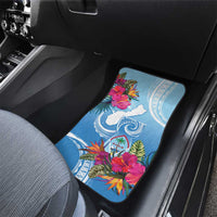 Hafa Adai Guam Car Mats Tropical Flowers Blue Gradient LT05 - Polynesian Pride