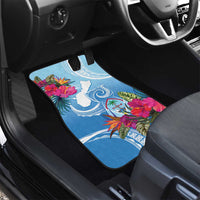 Hafa Adai Guam Car Mats Tropical Flowers Blue Gradient LT05 - Polynesian Pride