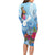 Hafa Adai Guam Family Matching Long Sleeve Bodycon Dress and Hawaiian Shirt Tropical Flowers Blue Gradient