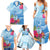 Hafa Adai Guam Family Matching Summer Maxi Dress and Hawaiian Shirt Tropical Flowers Blue Gradient