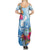 Hafa Adai Guam Family Matching Summer Maxi Dress and Hawaiian Shirt Tropical Flowers Blue Gradient