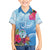 Hafa Adai Guam Family Matching Summer Maxi Dress and Hawaiian Shirt Tropical Flowers Blue Gradient