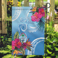 Hafa Adai Guam Garden Flag Tropical Flowers Blue Gradient LT05 Garden Flag Blue - Polynesian Pride