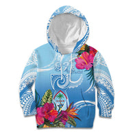 Hafa Adai Guam Kid Hoodie Tropical Flowers Blue Gradient LT05 Hoodie Blue - Polynesian Pride