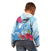 Hafa Adai Guam Kid Hoodie Tropical Flowers Blue Gradient LT05 - Polynesian Pride
