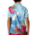 Hafa Adai Guam Kid Polo Shirt Tropical Flowers Blue Gradient