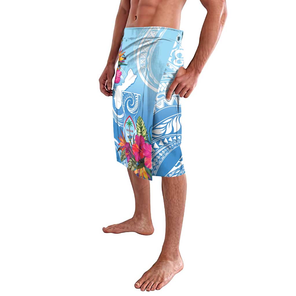 Hafa Adai Guam Lavalava Tropical Flowers Blue Gradient LT05 - Polynesian Pride