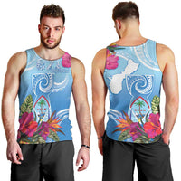 Hafa Adai Guam Men Tank Top Tropical Flowers Blue Gradient LT05 - Polynesian Pride