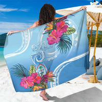 Hafa Adai Guam Sarong Tropical Flowers Blue Gradient LT05 One Size 44 x 66 inches Blue - Polynesian Pride