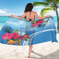 Hafa Adai Guam Sarong Tropical Flowers Blue Gradient LT05 - Polynesian Pride