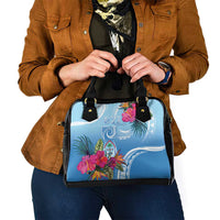 Hafa Adai Guam Shoulder Handbag Tropical Flowers Blue Gradient LT05 - Polynesian Pride