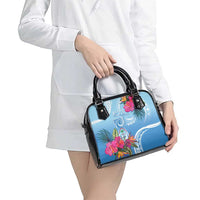 Hafa Adai Guam Shoulder Handbag Tropical Flowers Blue Gradient LT05 - Polynesian Pride