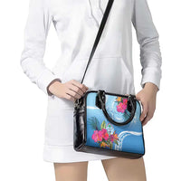 Hafa Adai Guam Shoulder Handbag Tropical Flowers Blue Gradient LT05 - Polynesian Pride