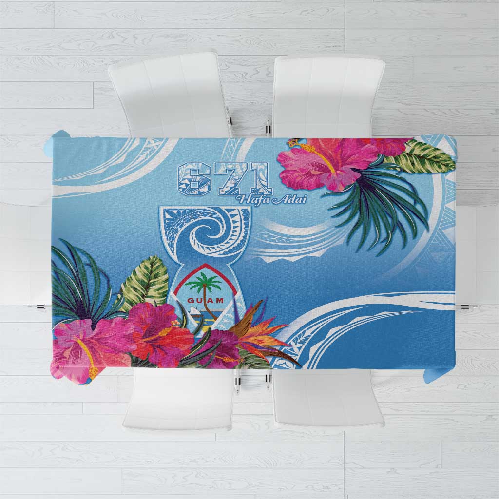 Hafa Adai Guam Tablecloth Tropical Flowers Blue Gradient LT05 Blue - Polynesian Pride