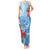 Hafa Adai Guam Tank Maxi Dress Tropical Flowers Blue Gradient