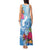 Hafa Adai Guam Tank Maxi Dress Tropical Flowers Blue Gradient