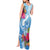 Hafa Adai Guam Tank Maxi Dress Tropical Flowers Blue Gradient