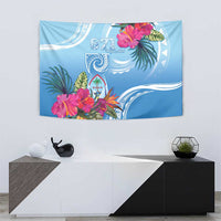 Hafa Adai Guam Tapestry Tropical Flowers Blue Gradient LT05 - Polynesian Pride