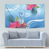 Hafa Adai Guam Tapestry Tropical Flowers Blue Gradient LT05 - Polynesian Pride