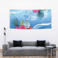 Hafa Adai Guam Tapestry Tropical Flowers Blue Gradient LT05 - Polynesian Pride