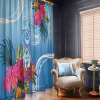 Hafa Adai Guam Window Curtain Tropical Flowers Blue Gradient LT05 - Polynesian Pride