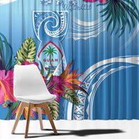 Hafa Adai Guam Window Curtain Tropical Flowers Blue Gradient LT05 - Polynesian Pride