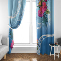 Hafa Adai Guam Window Curtain Tropical Flowers Blue Gradient LT05 - Polynesian Pride