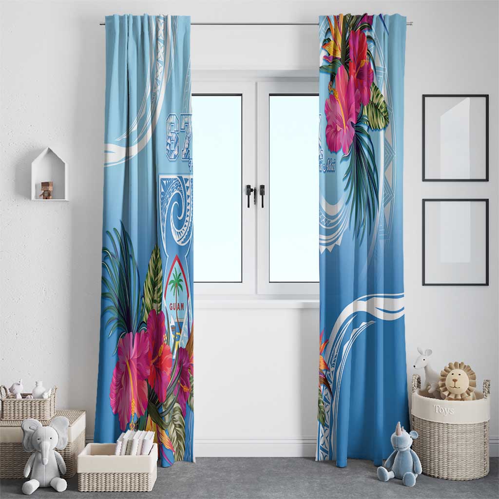Hafa Adai Guam Window Curtain Tropical Flowers Blue Gradient LT05 - Polynesian Pride