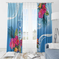 Hafa Adai Guam Window Curtain Tropical Flowers Blue Gradient LT05 - Polynesian Pride