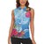 Hafa Adai Guam Women Sleeveless Polo Shirt Tropical Flowers Blue Gradient