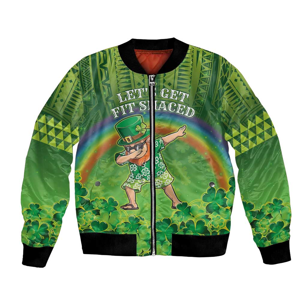 Personalised Hawaii Saint Patrick's Day Bomber Jacket Let's Get Fit Shaced LT05 Unisex Green - Polynesian Pride