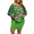 Personalised Hawaii Saint Patrick's Day Family Matching Off Shoulder Short Dress and Hawaiian Shirt Let's Get Fit Shaced