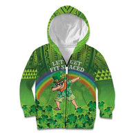 Personalised Hawaii Saint Patrick's Day Kid Hoodie Let's Get Fit Shaced LT05 Zip Hoodie Green - Polynesian Pride