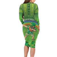 Personalised Hawaii Saint Patrick's Day Long Sleeve Bodycon Dress Let's Get Fit Shaced LT05 - Polynesian Pride