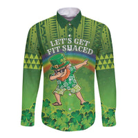 Personalised Hawaii Saint Patrick's Day Long Sleeve Button Shirt Let's Get Fit Shaced LT05 Unisex Green - Polynesian Pride
