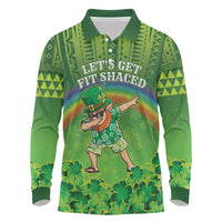 Personalised Hawaii Saint Patrick's Day Long Sleeve Polo Shirt Let's Get Fit Shaced LT05 Green - Polynesian Pride